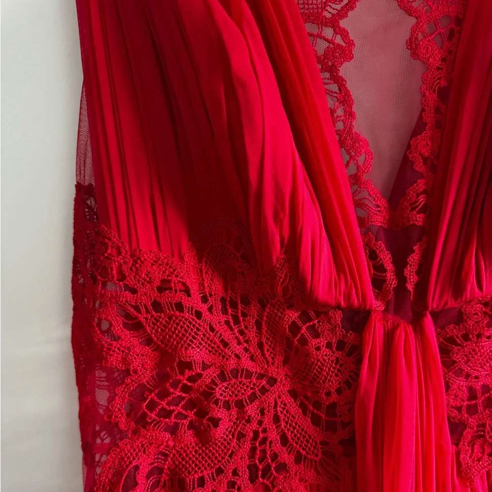 Authentic Zuhair Murad Red Silk Pleated Chiffon Gown - Picture 13 of 15